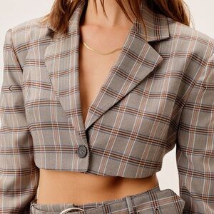 For Love & Lemons Kym Crop Blazer in Grey | REVOLVE